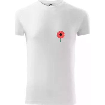 Pánské tričko Vlčí mák ikonka na prsu - Viper FIT - Pánské zůžené tričko - M ( Bílá )