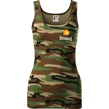 Dámské tričko Štosuj - Logo na prso + záda - Dámské Maskáčové tílko - 2XL ( Hnědý maskáč )