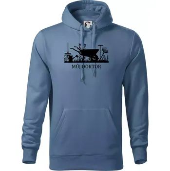 Pánská mikina Můj doktor - zahrada - Mikina pánská Cape s kapucí - 5XL ( Denim )