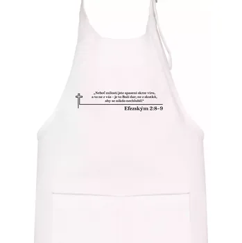 Kuchyňská zástěra Citáty z bible - Efezským 2-8–9 - Dětská zástěra na vaření - Univerzální velikost ( Bílá )