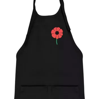Kuchyňská zástěra Vlčí mák ikonka na prsu - Dětská zástěra na vaření - Univerzální velikost ( Černá )