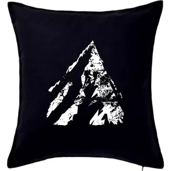 Polštář Horolezec - bílá hora - Polštář 50x50 - 50x50 - Včetně výplně ( Černá )