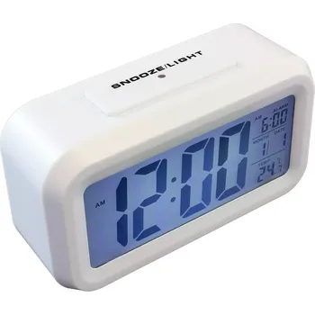 Budík DIGITÁLNÍ BUDÍK HODINY VELKÝ LCD DISPLEJ, BÍLÝ AK240C