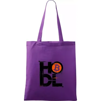 Hodl velký nápis a logo BTC - Taška bavlněná - 42 x 38 cm ( Fialová )