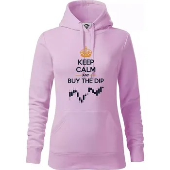 Dámská mikina Keep Calm and Buy the Dip - koruna a graf - Mikina dámská Cape s kapucí - XS ( Orchid )