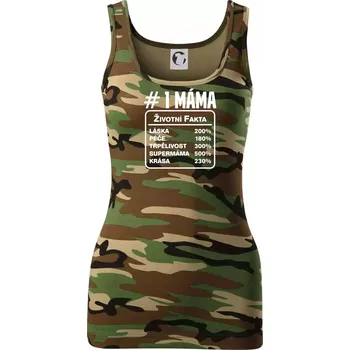 Dámské tričko Životní fakta - máma - Dámské Maskáčové tílko - XS ( Hnědý maskáč )