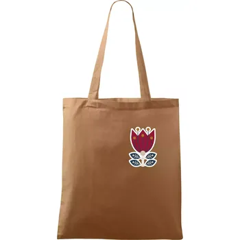 Folklor na prsu květina čtyřlistá - Taška bavlněná - 42 x 38 cm ( Cappuccino )