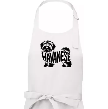 Kuchyňská zástěra Havanese nápis v těle - Dámská zástěra na vaření - Univerzální velikost ( Bílá )