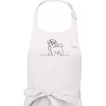 Kuchyňská zástěra Havanský psík linka jedním tahem - Pánská zástěra na vaření - Univerzální velikost ( Bílá )