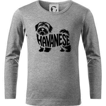 Chlapecké tričko Havanese nápis v těle - Triko dětské Long Sleeve - 158 cm/12 let ( Tmavě šedý melír )