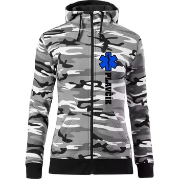 Dámská mikina Hvězda života - Plavčík - Dámská mikina trendy zipper s kapucí - XL ( Šedý maskáč )