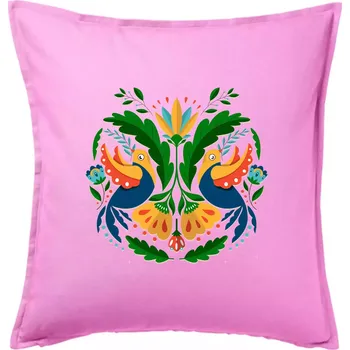 Polštář Folklor - dvě holubice - Polštář 50x50 - 50x50 - Pouze potah ( Růžová )