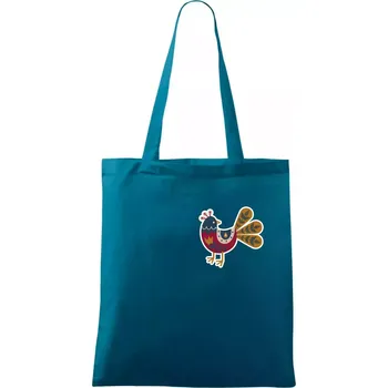 Folklor na prsu slepice - Taška bavlněná - 42 x 38 cm ( Petrolejová )