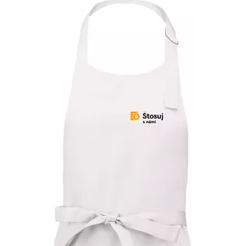 Kuchyňská zástěra Štosuj s námi - logo na prsu - Dámská zástěra na vaření - Univerzální velikost ( Bílá )