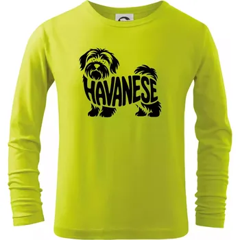 Chlapecké oblečení Havanese nápis v těle - Triko dětské Long Sleeve - 146 cm/10 let ( Limetková )