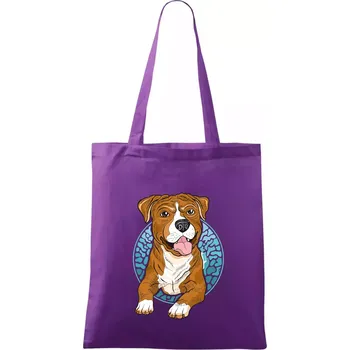 Americký staford kreslený v kolečku (Pecka design) - Taška bavlněná - 42 x 38 cm ( Fialová )