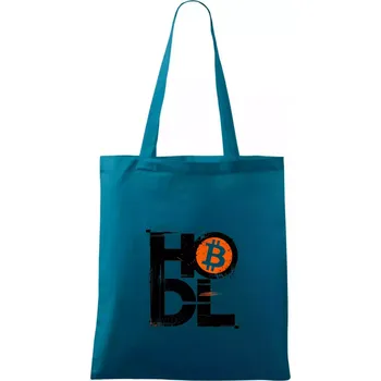 Hodl velký nápis a logo BTC - Taška bavlněná - 42 x 38 cm ( Petrolejová )