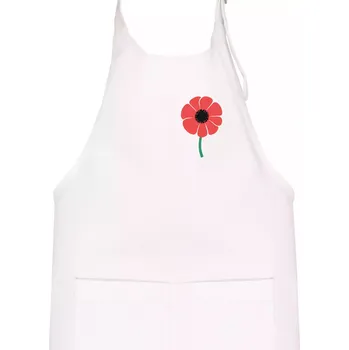 Kuchyňská zástěra Vlčí mák ikonka na prsu - Dětská zástěra na vaření - Univerzální velikost ( Bílá )