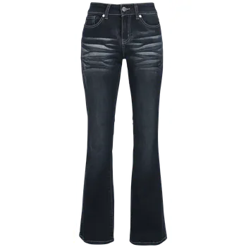 Džíny z Black Premium by EMP - Tmavě modré džíny Grace s opraným efektem a zahnutými manžetami - Ženy - tmavě modrá