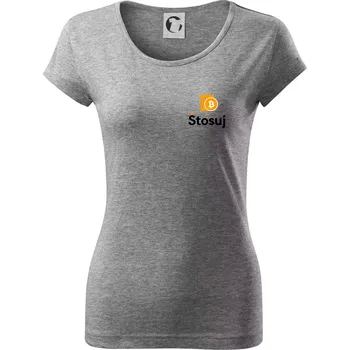 Dámské tričko Štosuj - Logo na prso + záda - Dámské triko Pure - S ( Tmavě šedý melír )