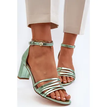 Dámské sandále Sandaly Na Podpatku S Pasky Cerne Enitia Barva: Zelená, Velikost: 36