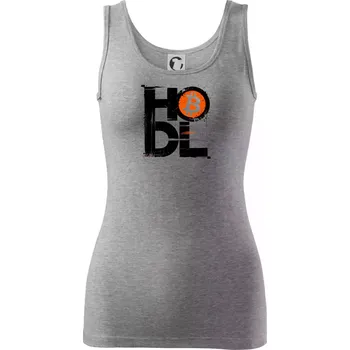 Dámské tričko Hodl velký nápis a logo BTC - Dámské tílko - L ( Tmavě šedý melír )