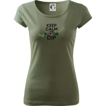 Dámské tričko Zeleno červený graf Keep Calm and Buy the Dip - Dámské triko Pure - S ( Khaki )