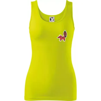Dámské tričko Folklor na prsu liška - Dámské tílko - S ( Limetková )