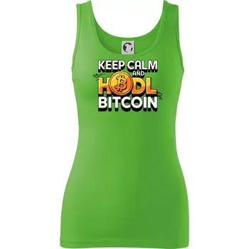 Dámské tričko 3D nápis Keep Calm and HODL Bitcoin - Dámské tílko - S ( Apple Green )