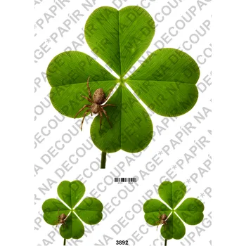 Umělecký papír Rýžový a soft papír na decoupage - Čtyřlístek pro štěstí - KB03892 Materiál: Rýžový papír, Rozměr: A4