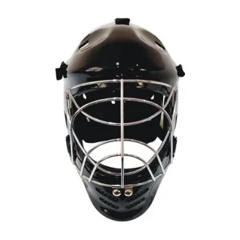 Florbalová maska MPS PENGUIN Brankářská helma černá, Junior - max 52 cm, chromová