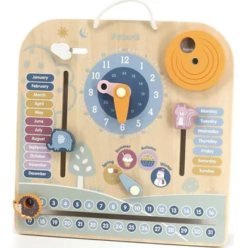 Dřevěná hračka Dětský dřevěný kalendář s hodinami Viga