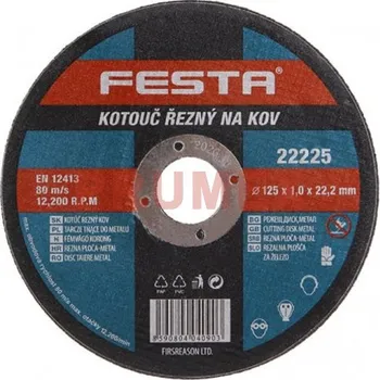 Řezný kotouč Řezný kotouč na kov 125x1,0x22,2 rovný, FESTA 22225