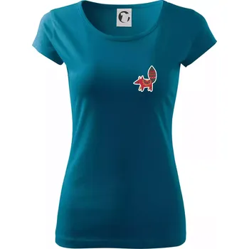 Dámské tričko Folklor na prsu liška - Dámské triko Pure - XS ( Petrolejová )