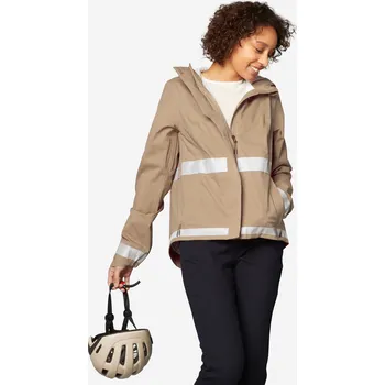 Pláštěnka BTWIN Dámská cyklistická pláštěnka 540 zajišťující viditelnost v noci S BÉŽOVÁ|KAŠTANOVÁ