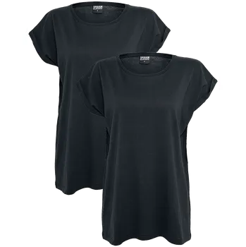 Dámské tričko Tričko z Urban Classics - Balení 2 ks dámských triček s rozšířenými rameny - Ženy - černá