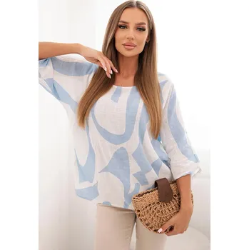 Dámská halenka Fashionweek Dámská košile z bavlny v abstraktním vzoru K22003-3 Barva: Modrá, Velikost: Universal
