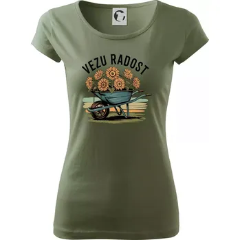 Dámské tričko Vezu radost - kolečko - Dámské triko Pure - S ( Khaki )
