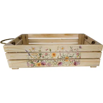 Úložný box bedýnka OLA2-KVÍTÍ 44x26x11 DŘEVO