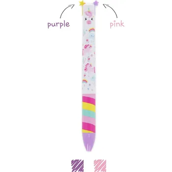 Dvoubarevná propiska Jednorožec - fialová- růžová | Legami
