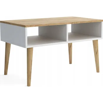 Konferenční stolek Konferenční stolek MALSEN HAKI obdélníkový 90 x 50 x 55 cm bílý, dub craft