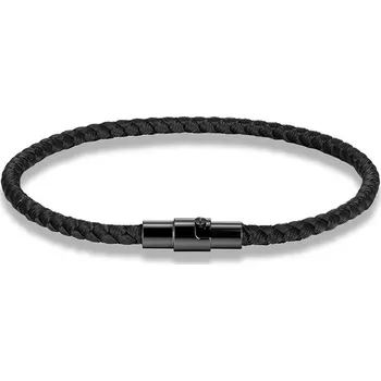 Náramek Stylový náramek z lana a oceli | pánský náramek, dámský náramek - Černý , 23 cm