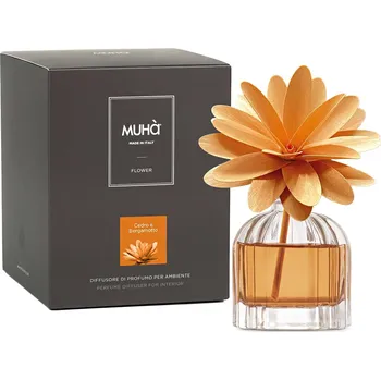 Aroma difuzér Muhà Flower difuzér s dřevěnou květinou Cedro e Bergamotto Objem: 60 ml