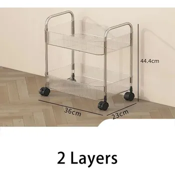 Úložný box Mobilní úložný regál s kolečky víceúrovňový | úložný vozík, pojízdný regál - 2 úrovně