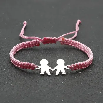 Šperk Náramek přátelství s ocelovým přívěskem | náramek, šperky - Růžový