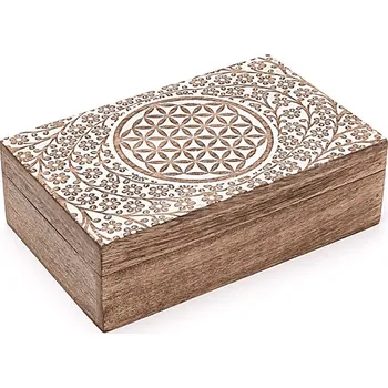 Úložný box Milujeme Kameny Květ života - dřevěná vyřezávaná truhlička 528734