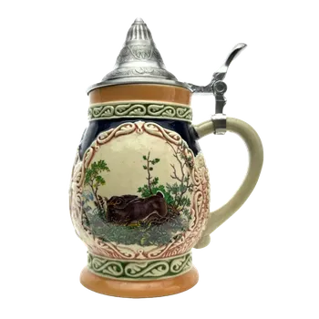 Porcelánový půllitr s cínovým víčkem