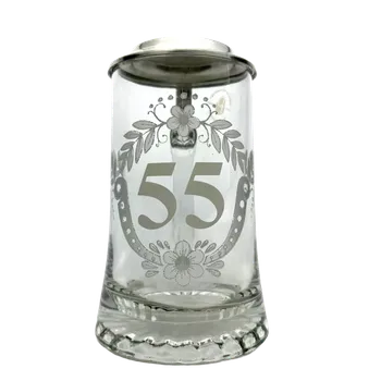 Sklenice Korbel k 55. narozeninám – skleněný s cínovým víčkem 0,4 l