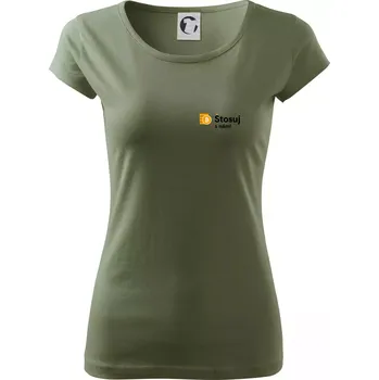 Dámské tričko Štosuj s námi - logo na prsu - Dámské triko Pure - XL ( Khaki )