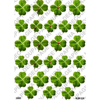 Umělecký papír Rýžový a soft papír na decoupage - Čtyřlístek pro štěstí - KB03895 Materiál: Soft, Rozměr: A4